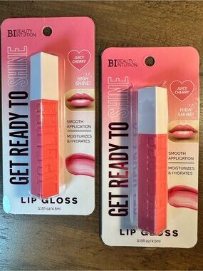 Beauty Intuition 2pk  Get Ready to Shine Lip Gloss ~Juicy Cherry~ Hydrating BNIP